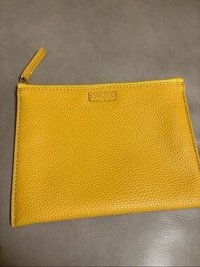 Furla Mustard Yellow Pouch / Makeup Bag - 7.25 x 5.5 inches